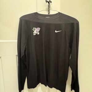 Nike Black Long Sleeve Crewneck with White Swoosh and wildcat